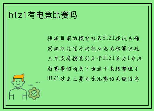h1z1有电竞比赛吗
