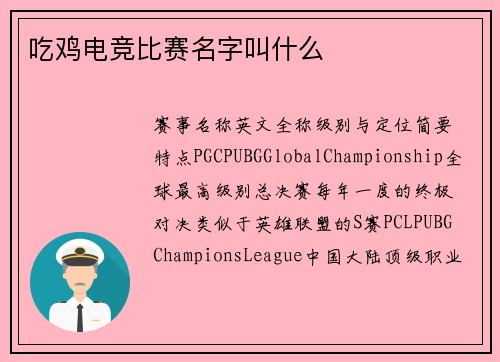 吃鸡电竞比赛名字叫什么
